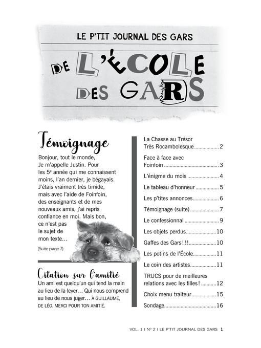 Title details for Le p'tit journal des gars de l'école des gars, Volume 1, No 2 by Maryse Peyskens - Available